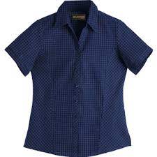 Ladies Pioneer Check Blouse Short Sleeve