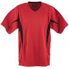 Vision Soccer V-Neck Tee Shirt Short Sleeve Red/Black